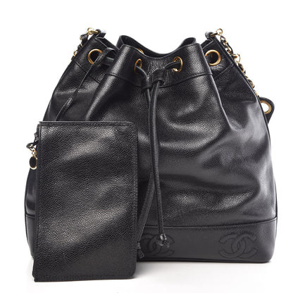Chanel Caviar CC Drawstring Shoulder Bag Black 3 of 11
