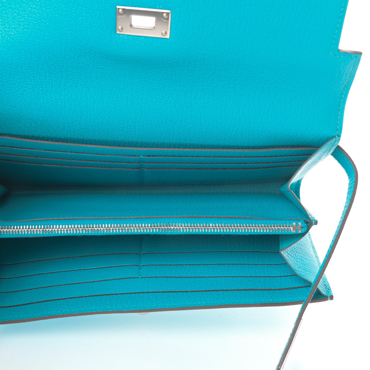Chevre Mysore Kelly Longue Wallet Turquoise