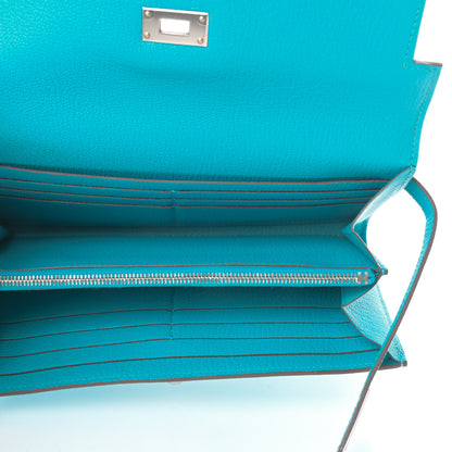 Hermes Chevre Mysore Kelly Longue Wallet Turquoise 5 of 10
