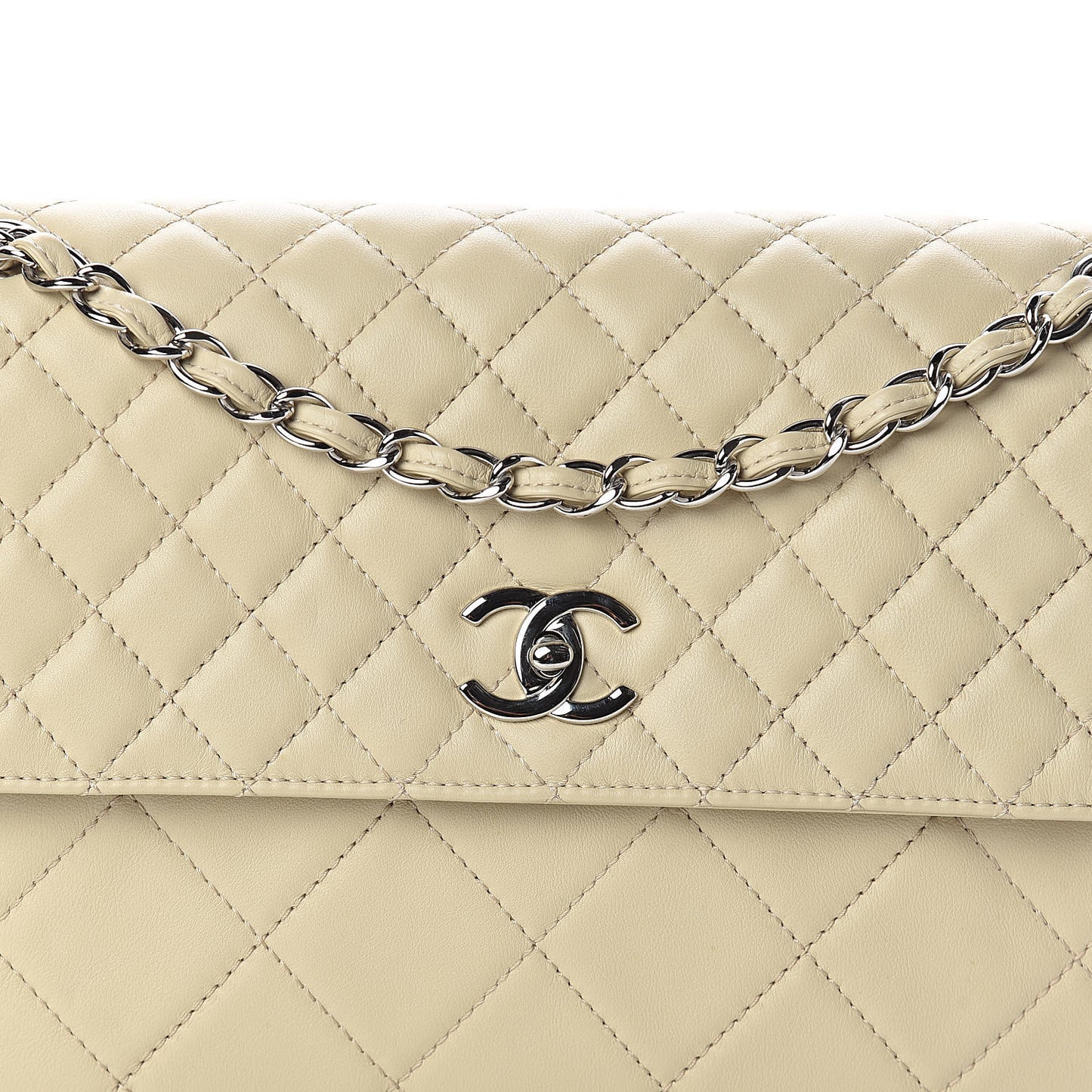 Calfskin Quilted In the Business Flap Bag Beige Clair