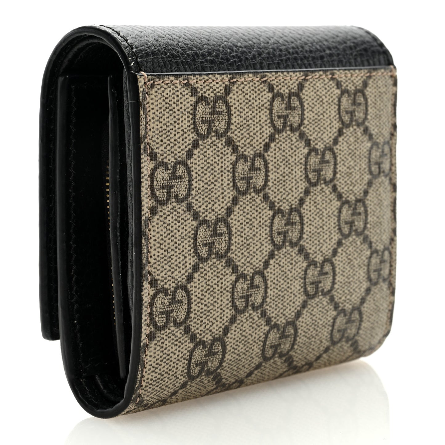 Dollar Calfskin GG Supreme Monogram Medium GG Marmont Wallet Black Beige Ebony