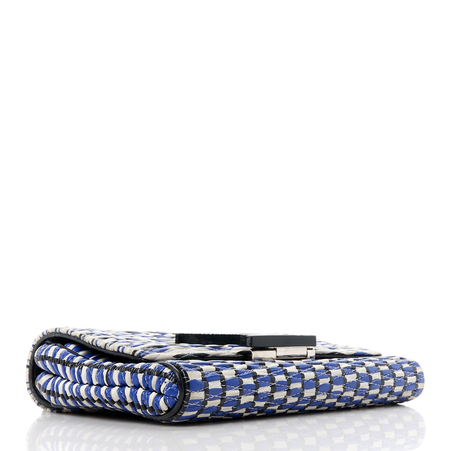 Calfskin Epi Smock Louise MM Chain Clutch Blue White Black