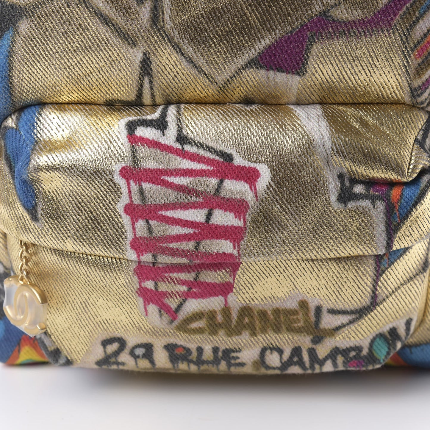 Graffiti Printed Canvas Street Spirit Backpack Multicolor