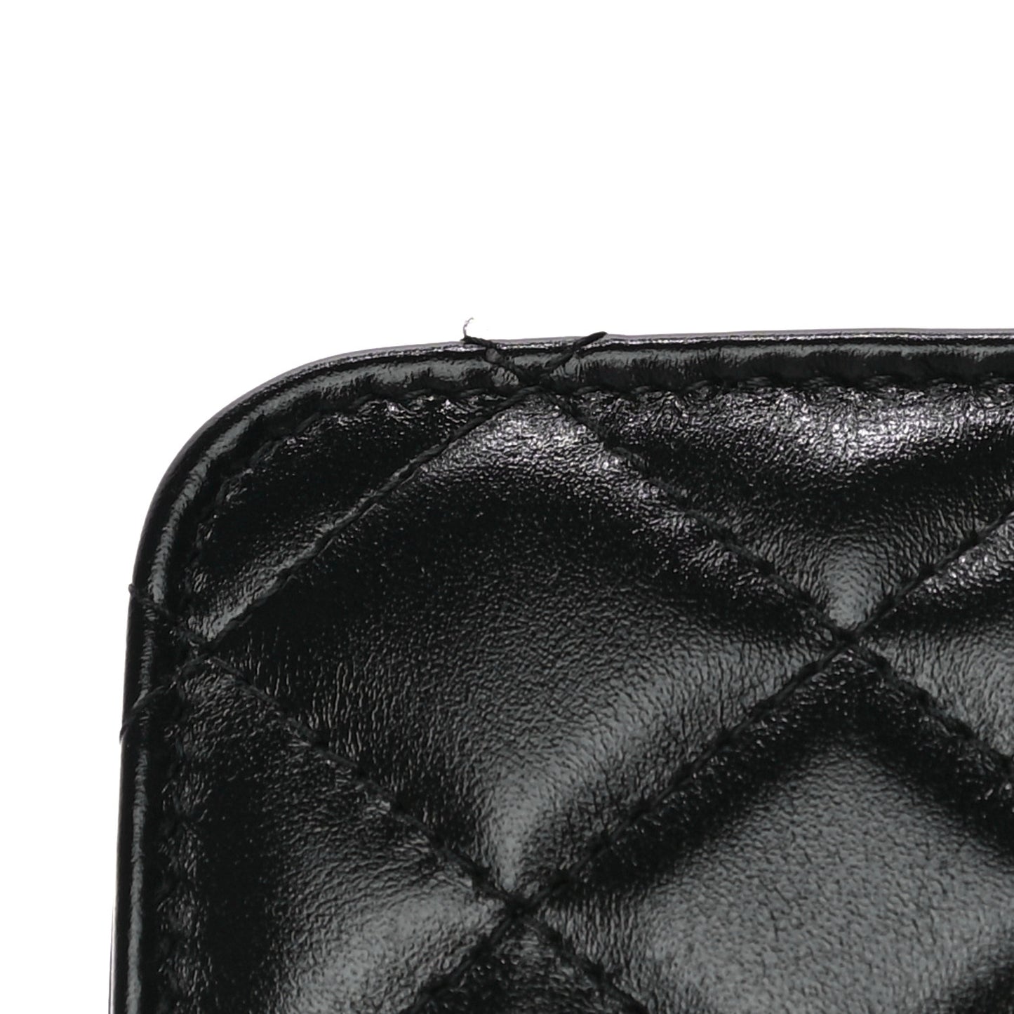 Calfskin Quilted Perfect Fit Coin Purse With Chain Black