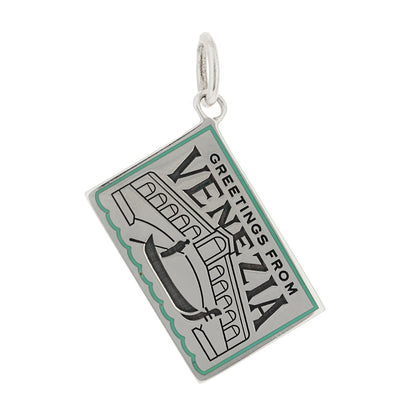 Tiffany Sterling Silver Enamel Venice Postcard Charm Blue 1 of 4