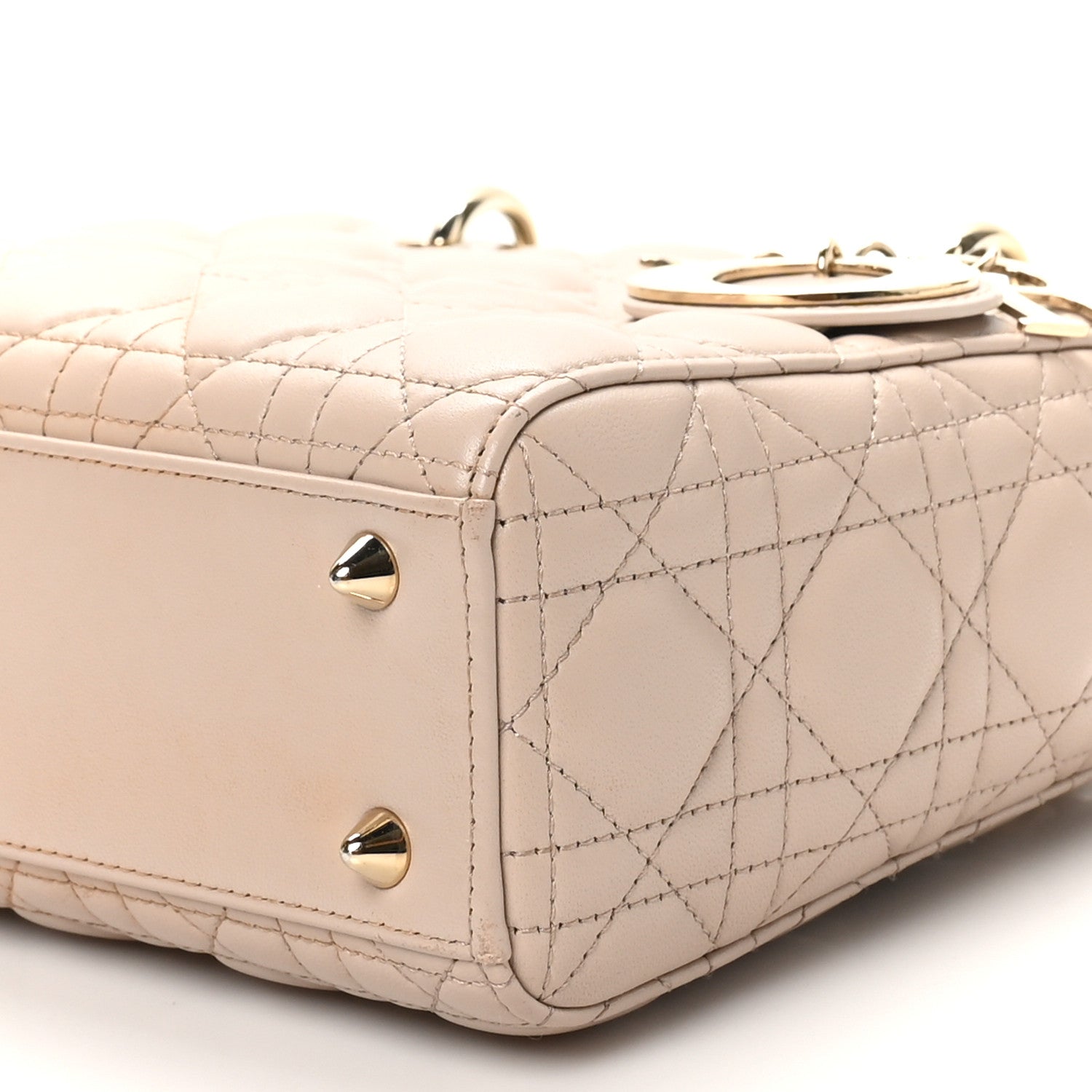 Christian Dior Lambskin Cannage Small Bi-Color Lady Dior Hazelnut White 10 of 10