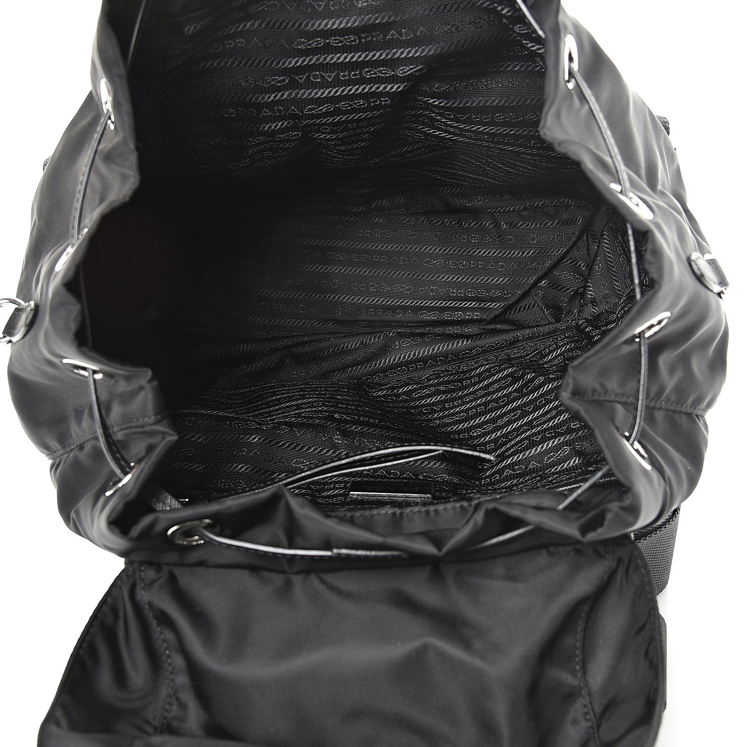 Prada Nylon New Vela Studded Backpack Black Green 4 of 11