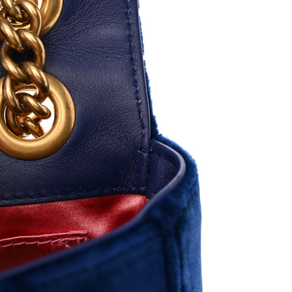 Gucci Velvet Matelasse Mini GG Marmont Shoulder Bag Cobalt Blue 12 of 12