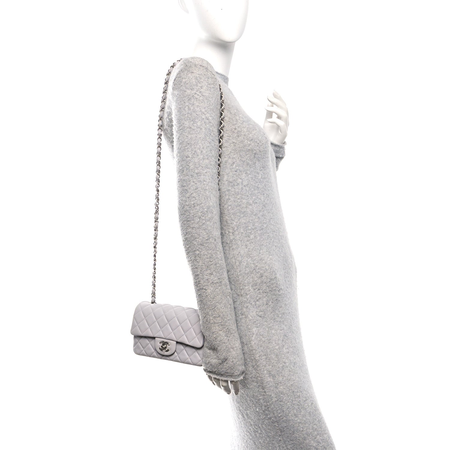 Chanel Lambskin Quilted Mini Rectangular Flap Grey 2 of 11