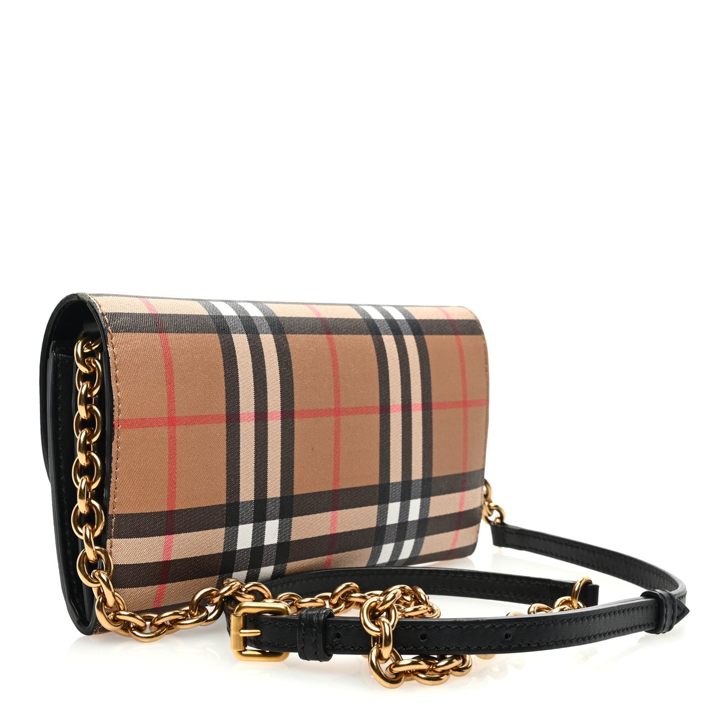 Vintage Check Henley Wallet On Chain Black