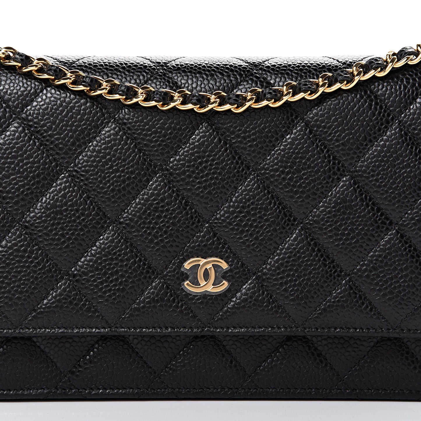 Caviar Quilted Wallet On Chain WOC Black