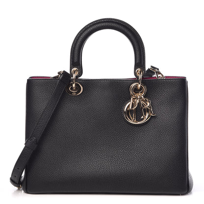 Christian Dior Bullcalf Medium Diorissimo Tote Black Rose Indien 1 of 15