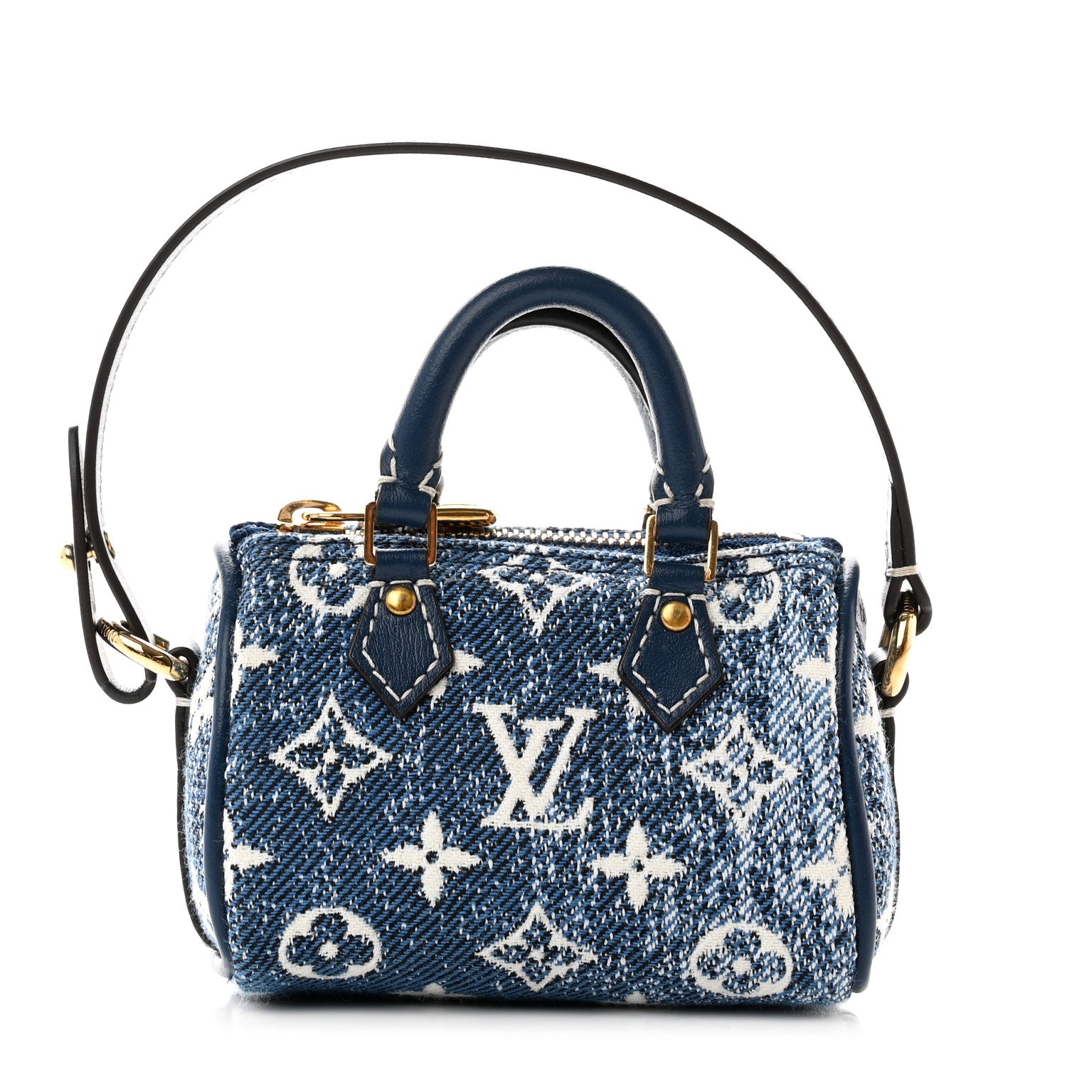 Louis Vuitton Denim Monogram Jacquard Micro Speedy Bag Charm Bleu 1 of 7