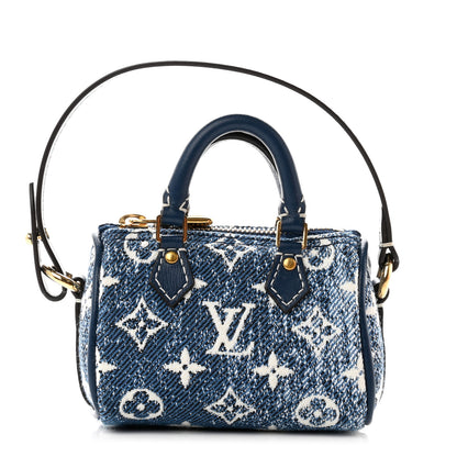 Louis Vuitton Denim Monogram Jacquard Micro Speedy Bag Charm Bleu 1 of 7