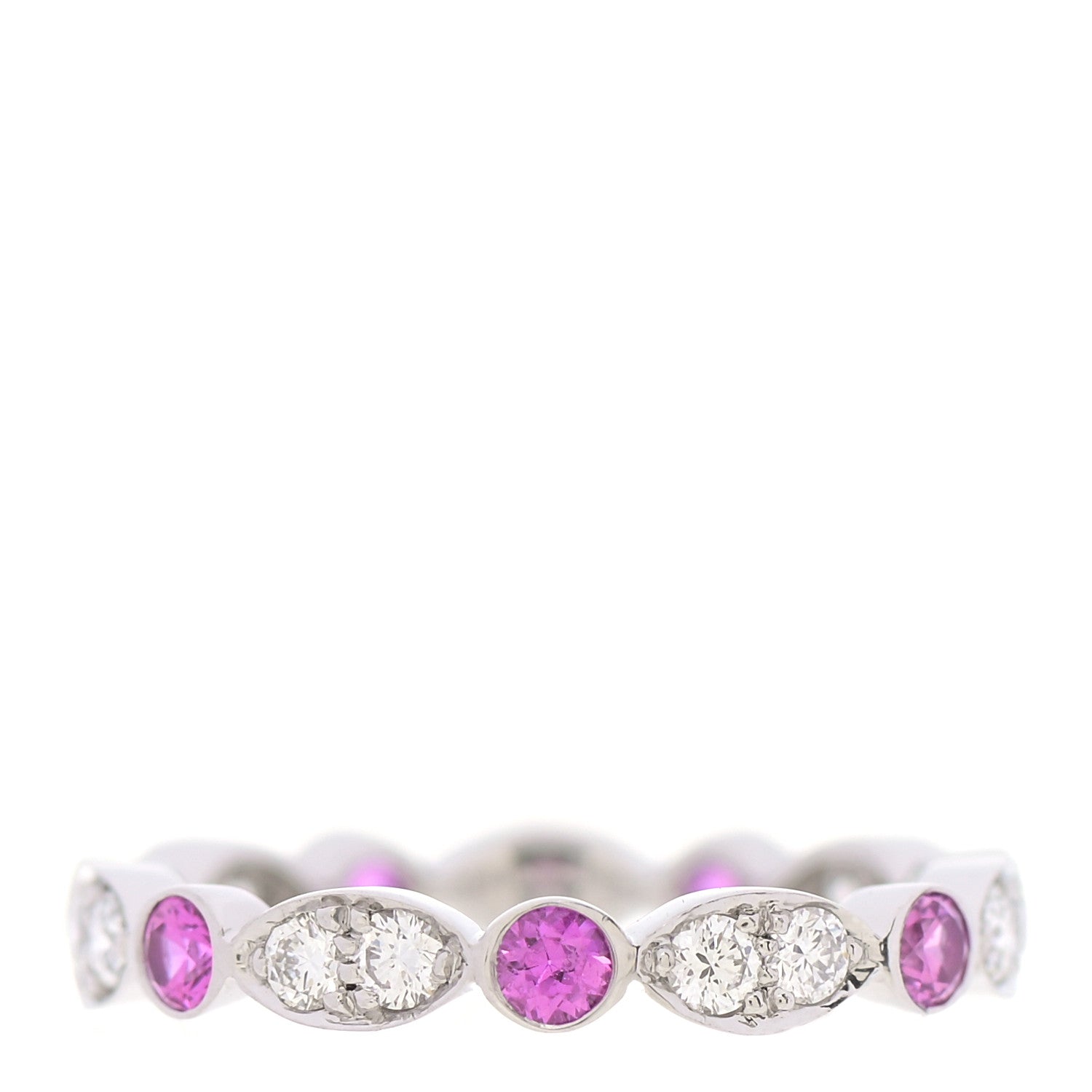 Tiffany Platinum Diamond Pink Sapphire Jazz Swing Ring 48 4.5 1 of 5