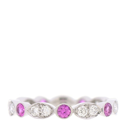 Tiffany Platinum Diamond Pink Sapphire Jazz Swing Ring 48 4.5 1 of 5