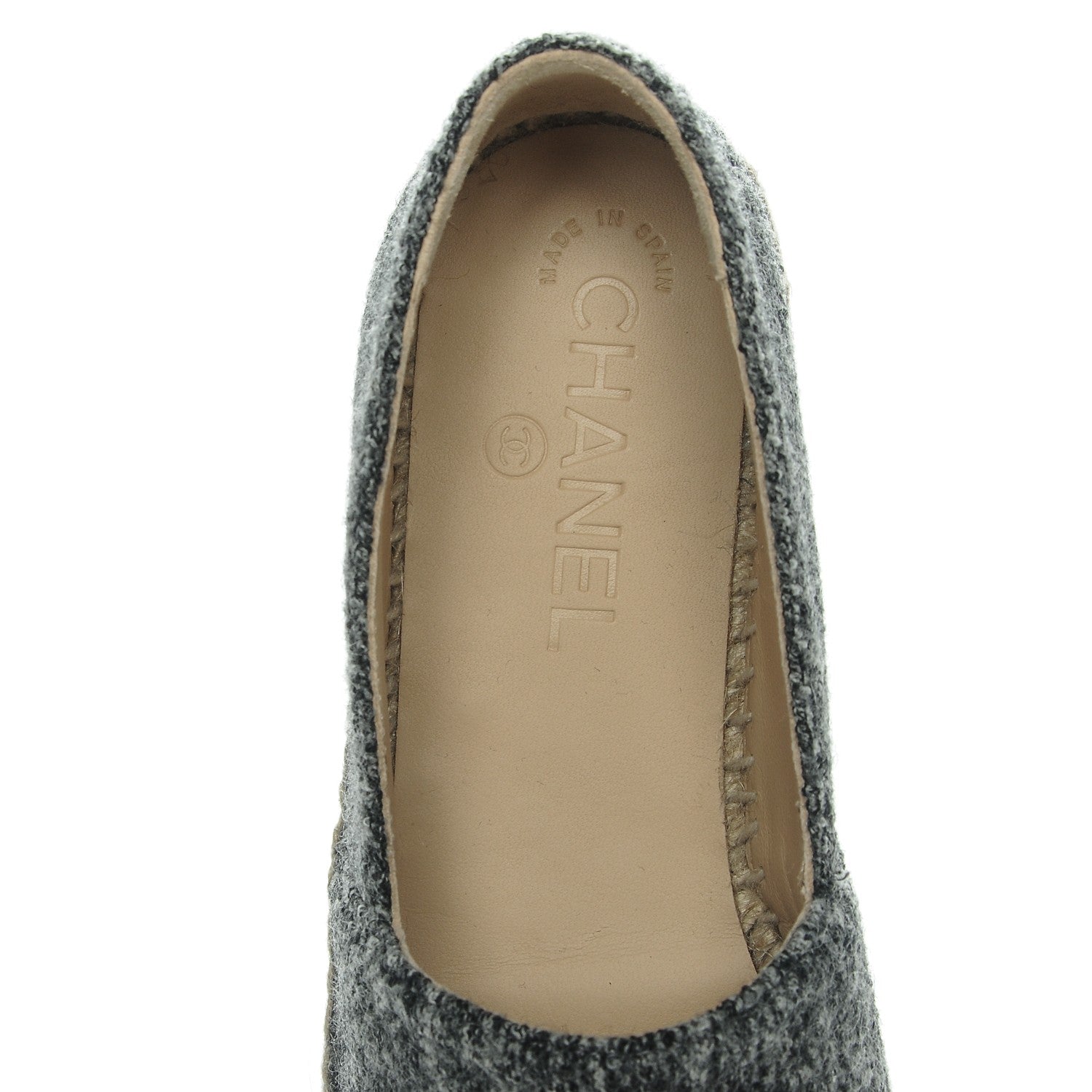Chanel Tweed Velvet CC Espadrilles 37 Grey Black 7 of 7