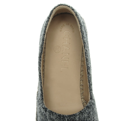 Chanel Tweed Velvet CC Espadrilles 37 Grey Black 7 of 7