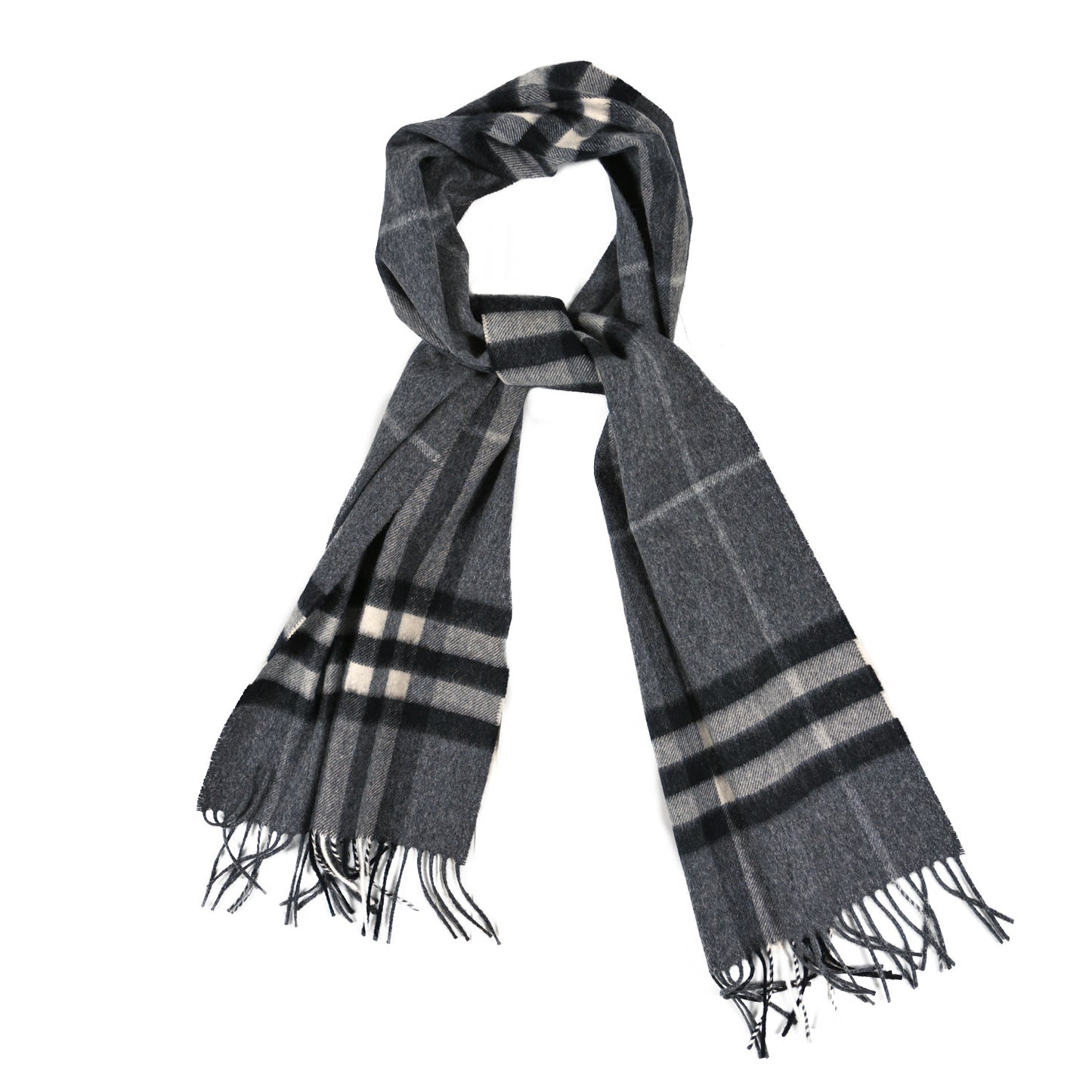 Cashmere Giant Check Scarf Mid Grey