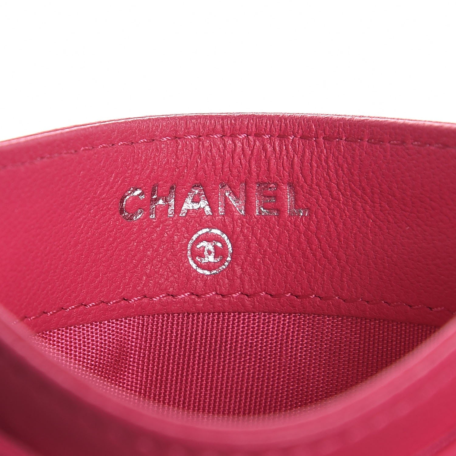 Chanel Lambskin Quilted Diamond CC Card Holder Fuchsia 6 of 9