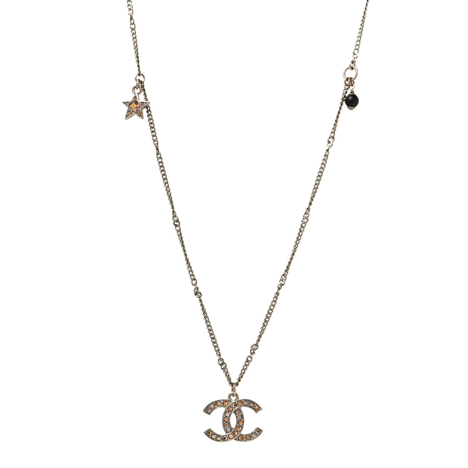 Chanel Baguette Crystal CC Starfall Necklace Gold 1 of 4