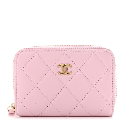 Chanel Lambskin Quilted Zip Around Coin Purse Light Pink 1 of 10