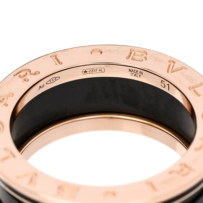 Bulgari 18K Rose Gold Black Ceramic Matte B.Zero1 Two-Band Ring 51 5.75 5 of 6