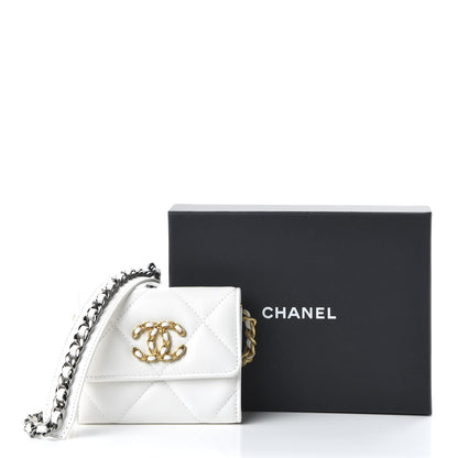 Chanel Lambskin Quilted 19 Flap Coin Purse With Chain White 12 of 12