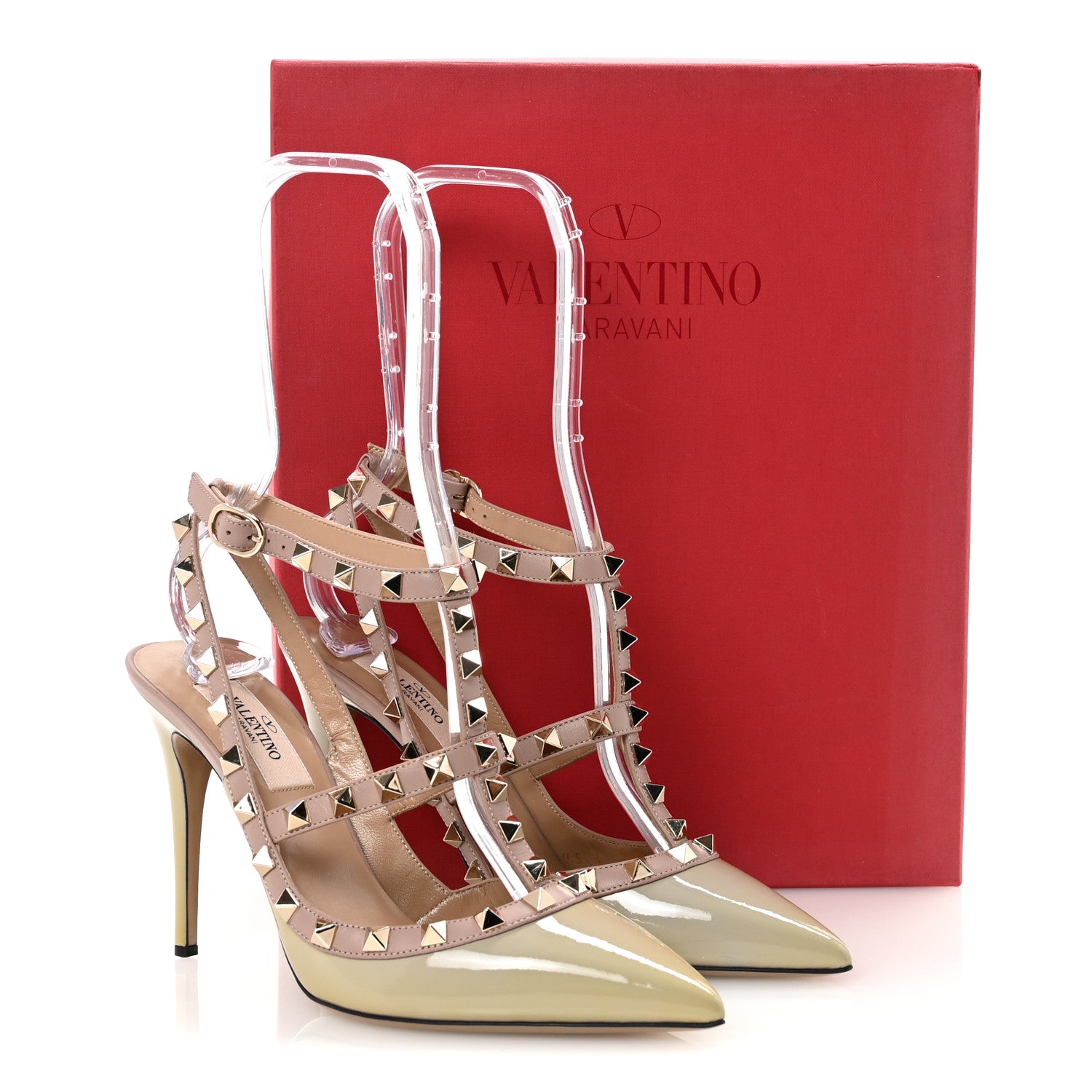 Valentino Garavani Patent Nappa Rockstud Ankle Strap 100mm Pumps 36.5 Green Tea Sorbet Poudre 10 of 10