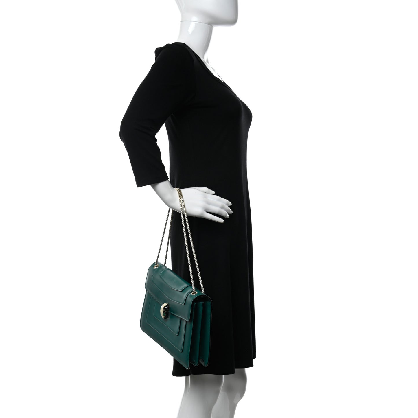 Calfskin Serpenti Forever Shoulder Bag Emerald Green