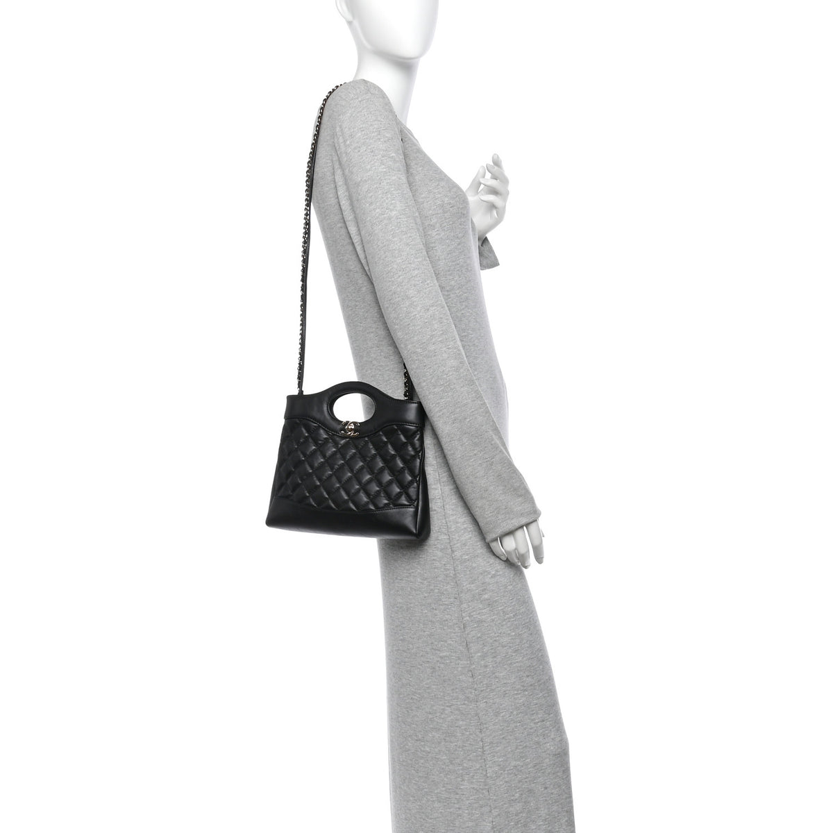 Chanel Aged Calfskin Quilted Mini 31 Shopping Bag Black 2 of 10