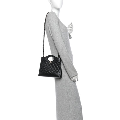 Chanel Aged Calfskin Quilted Mini 31 Shopping Bag Black 2 of 10