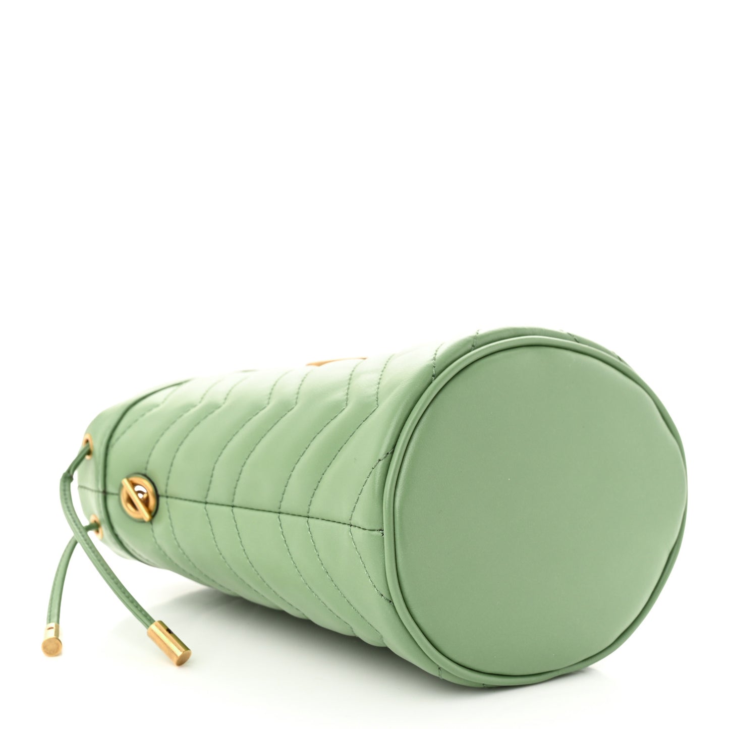 Calfskin Matelasse Chevron Mini GG Marmont 2.0 Bucket Bag Salamander Green