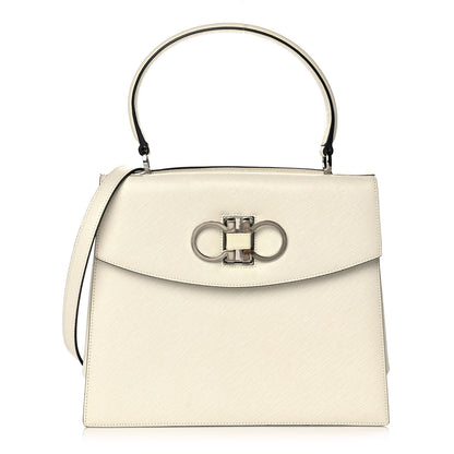 Salvatore Ferragamo Calfskin Gancini 2-Way Top Handle Bag Ivory 1 of 9