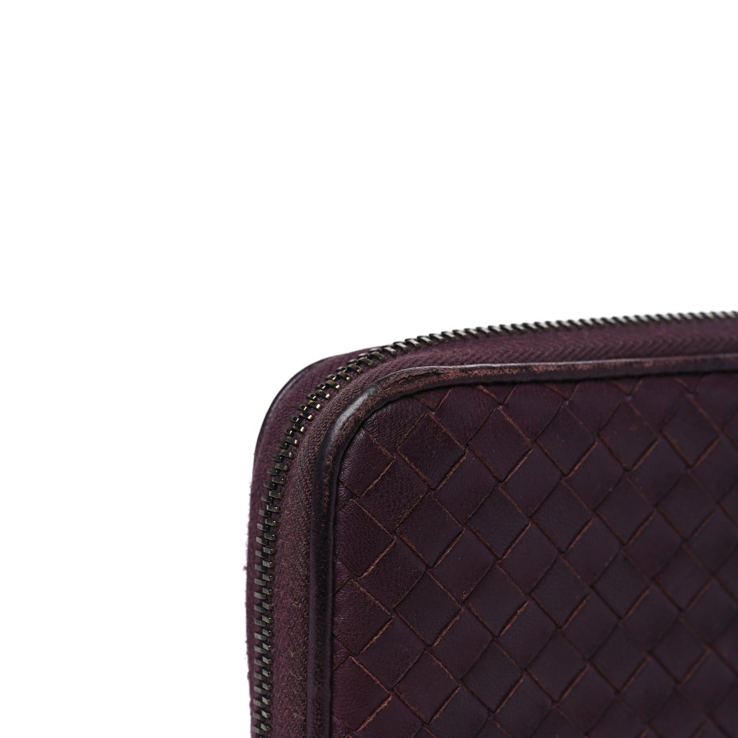 Nappa Intrecciato Zip Around Wallet Aubergine