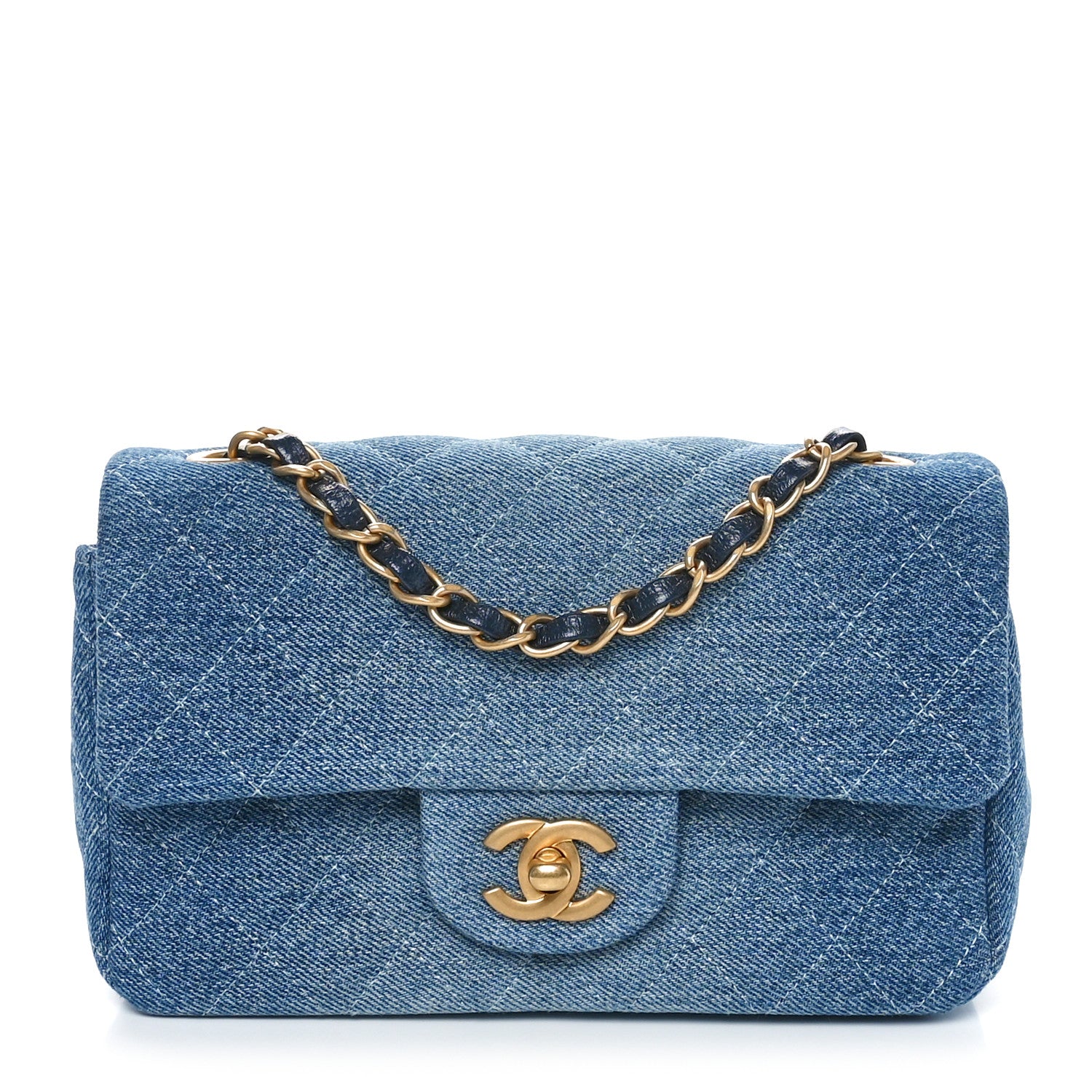 Chanel Washed Denim Quilted Mini Rectangular Flap Blue 1 of 11