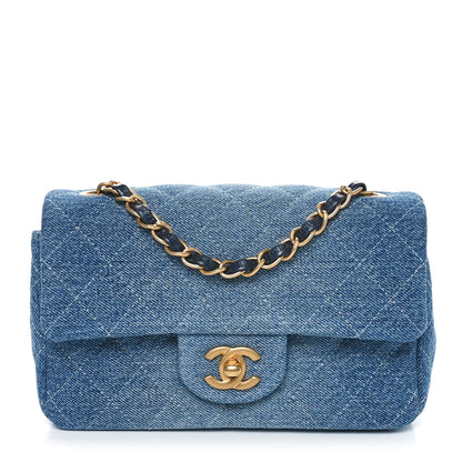 Chanel Washed Denim Quilted Mini Rectangular Flap Blue 1 of 11