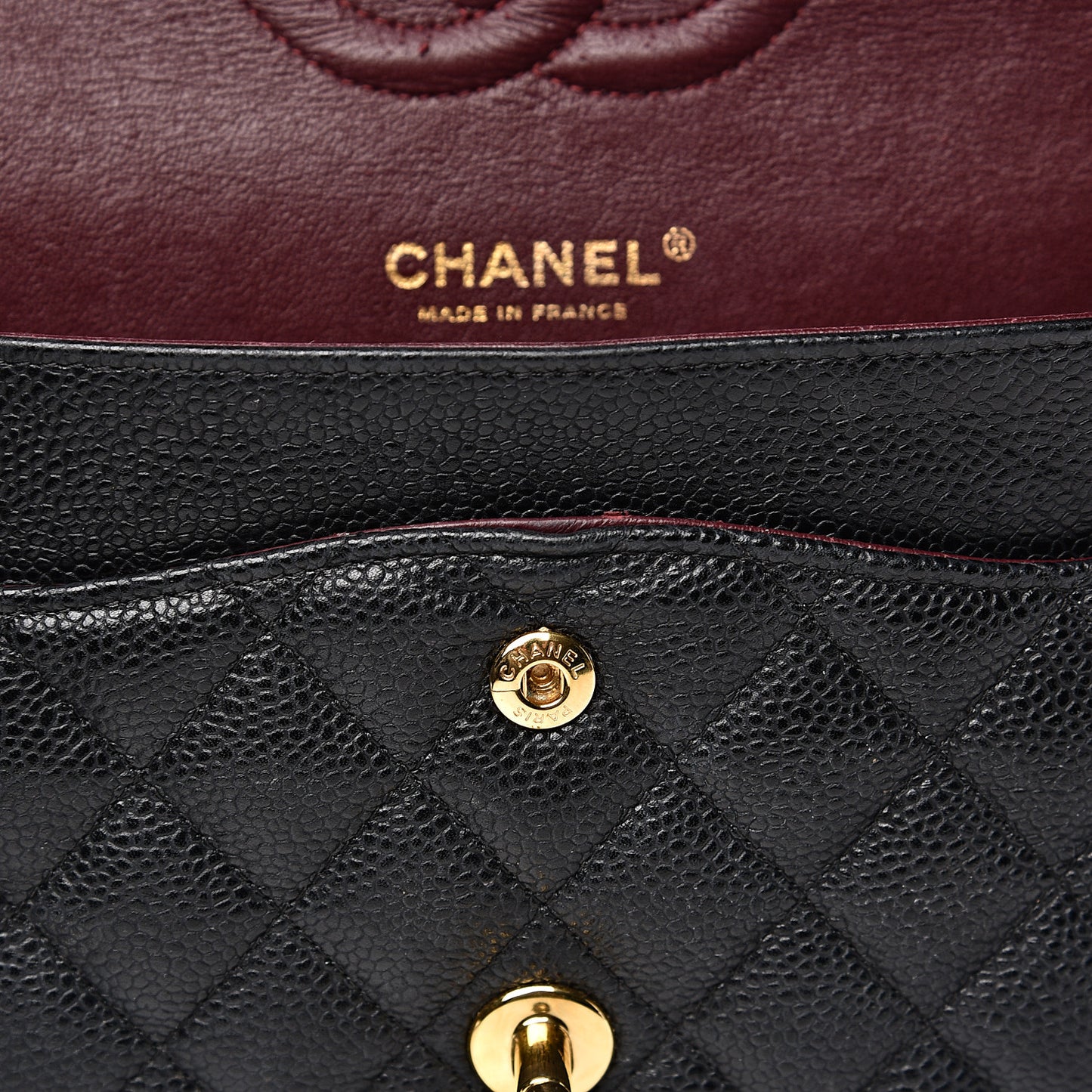 Caviar Quilted Medium Double Flap Black