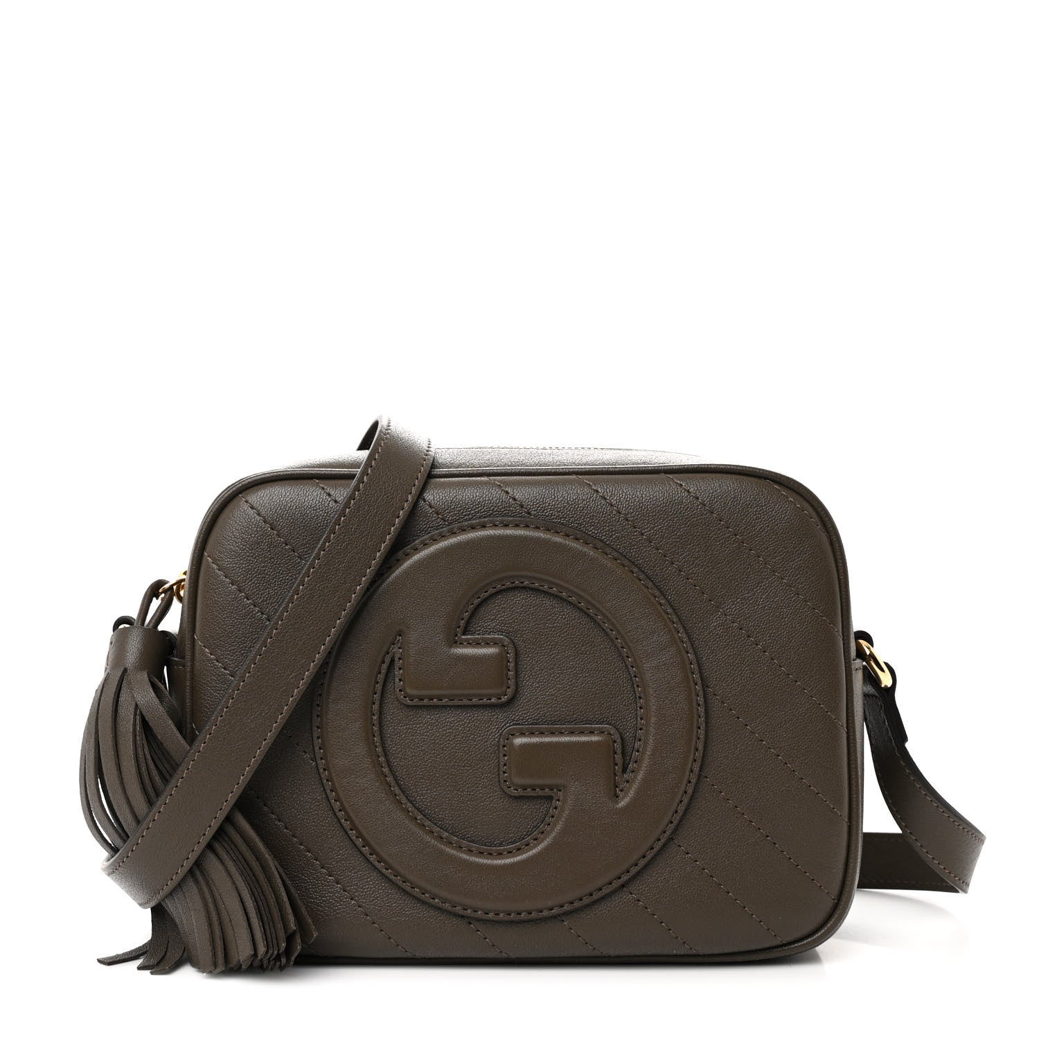 Gucci Sakai Be Green Calfskin Diagonal Stitched Small Blondie Shoulder Bag Craclet Brown 1 of 10