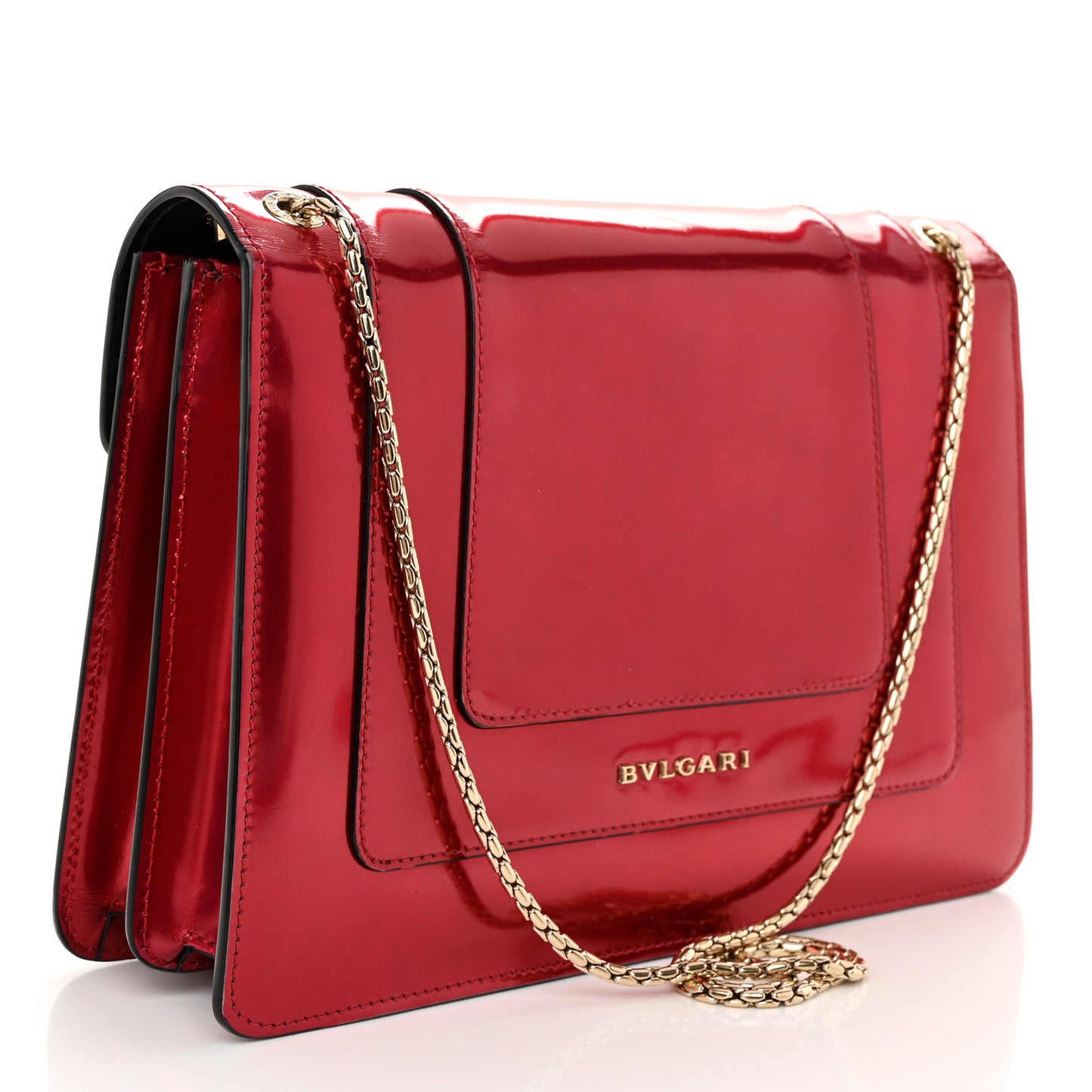 Metallic Calfskin Serpenti Forever Shoulder Bag Red