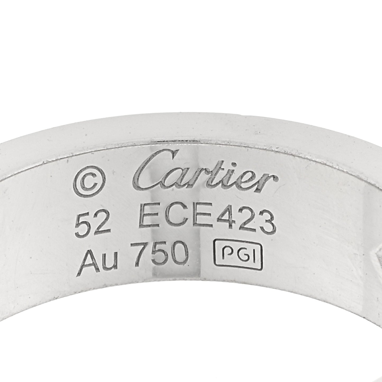 18K White Gold 3 Diamond 5.5mm LOVE Ring 52 6