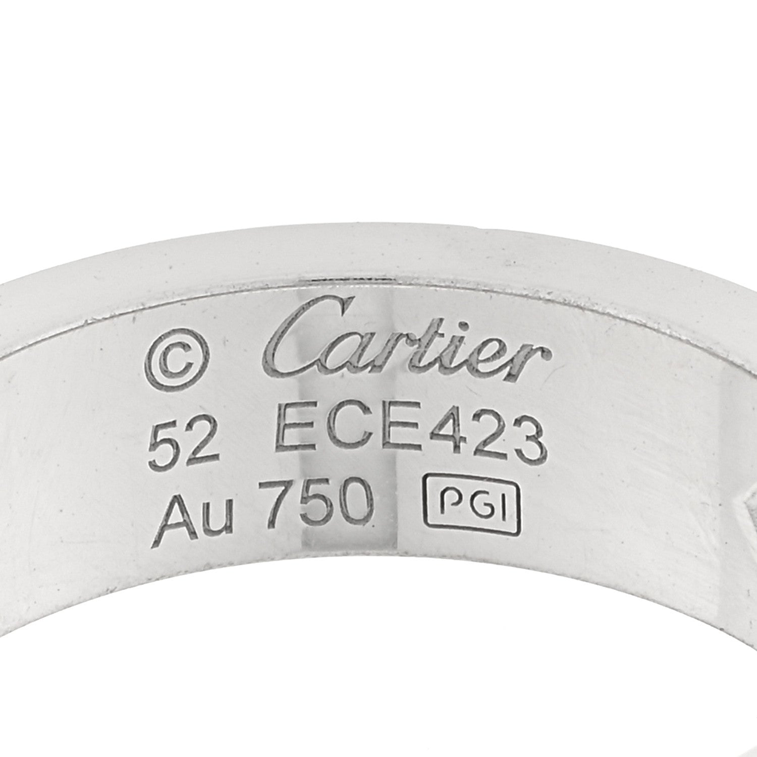 Cartier 18K White Gold 3 Diamond 5.5mm LOVE Ring 52 6 4 of 4