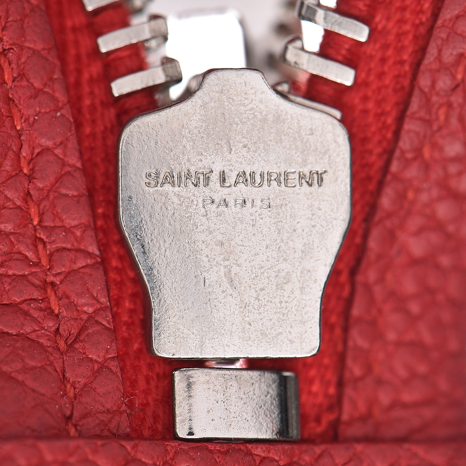 Saint Laurent Grained Calfskin Small Cabas Rive Gauche Red 15 of 22