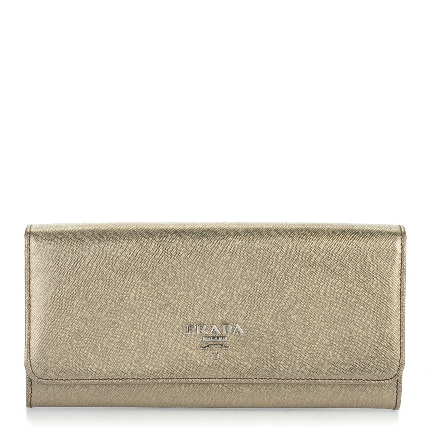 Prada Saffiano Metal Continental Flap Wallet Piombo 1 of 7