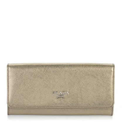 Prada Saffiano Metal Continental Flap Wallet Piombo 1 of 7