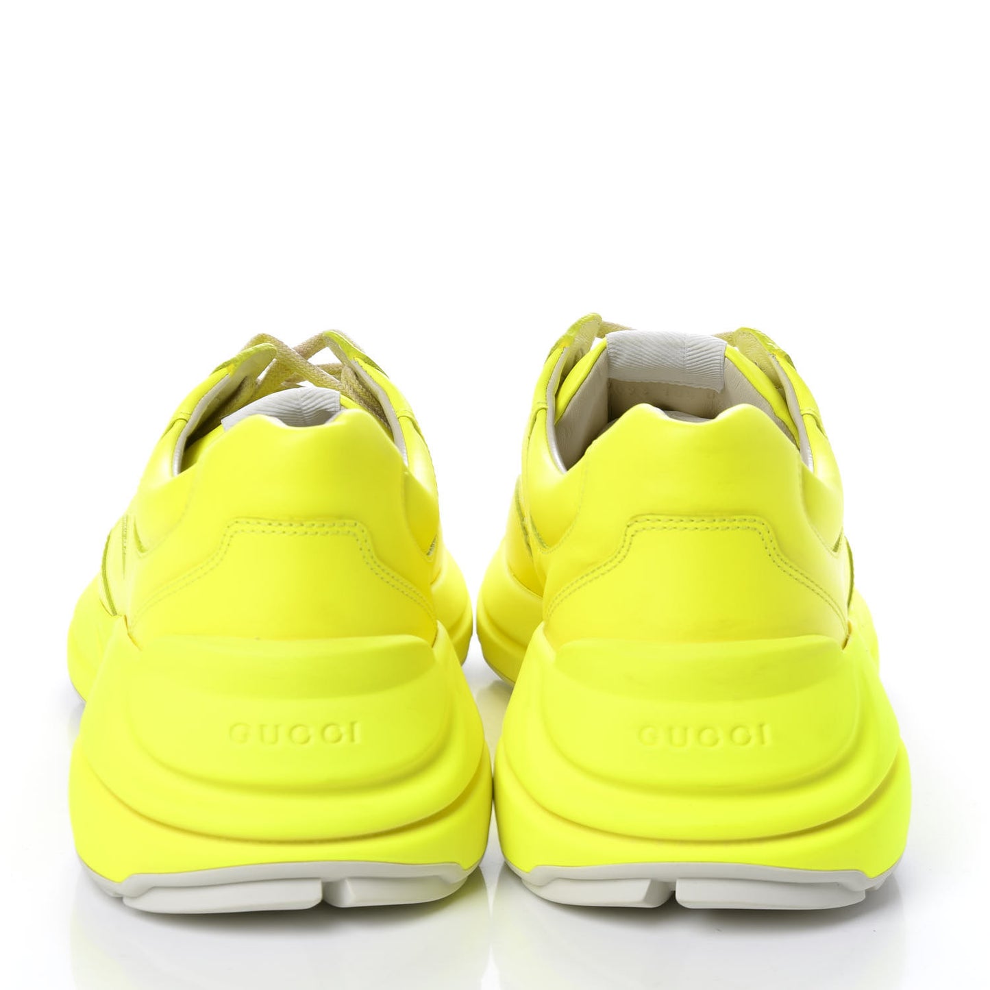 Calfskin Mens Rhyton Sneakers 10.5 Yellow Fluo