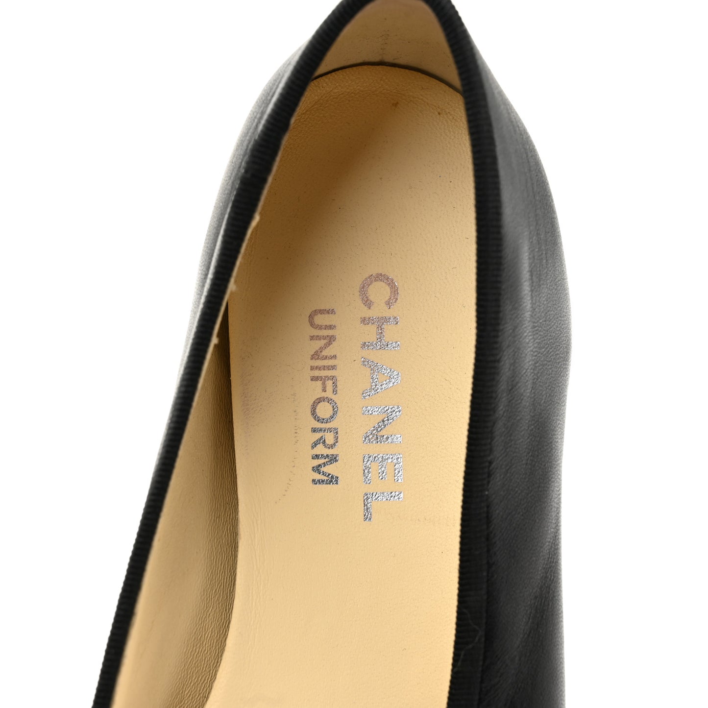 Lambskin Cap Toe CC Uniform Ballerina Flats 39 Black