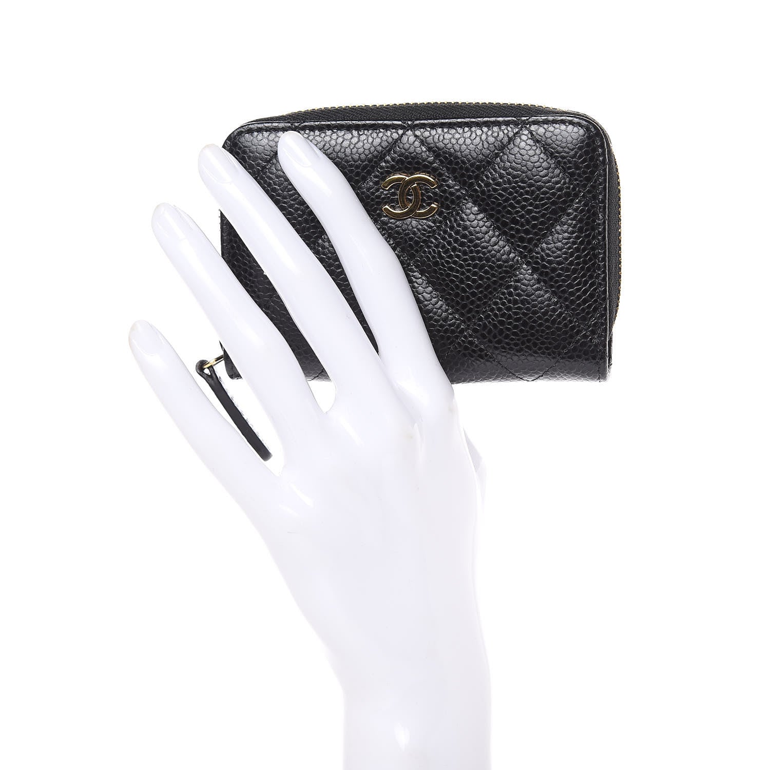 Chanel Caviar Quilted Zip Coin Purse Black 2 of 8