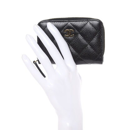 Chanel Caviar Quilted Zip Coin Purse Black 2 of 8