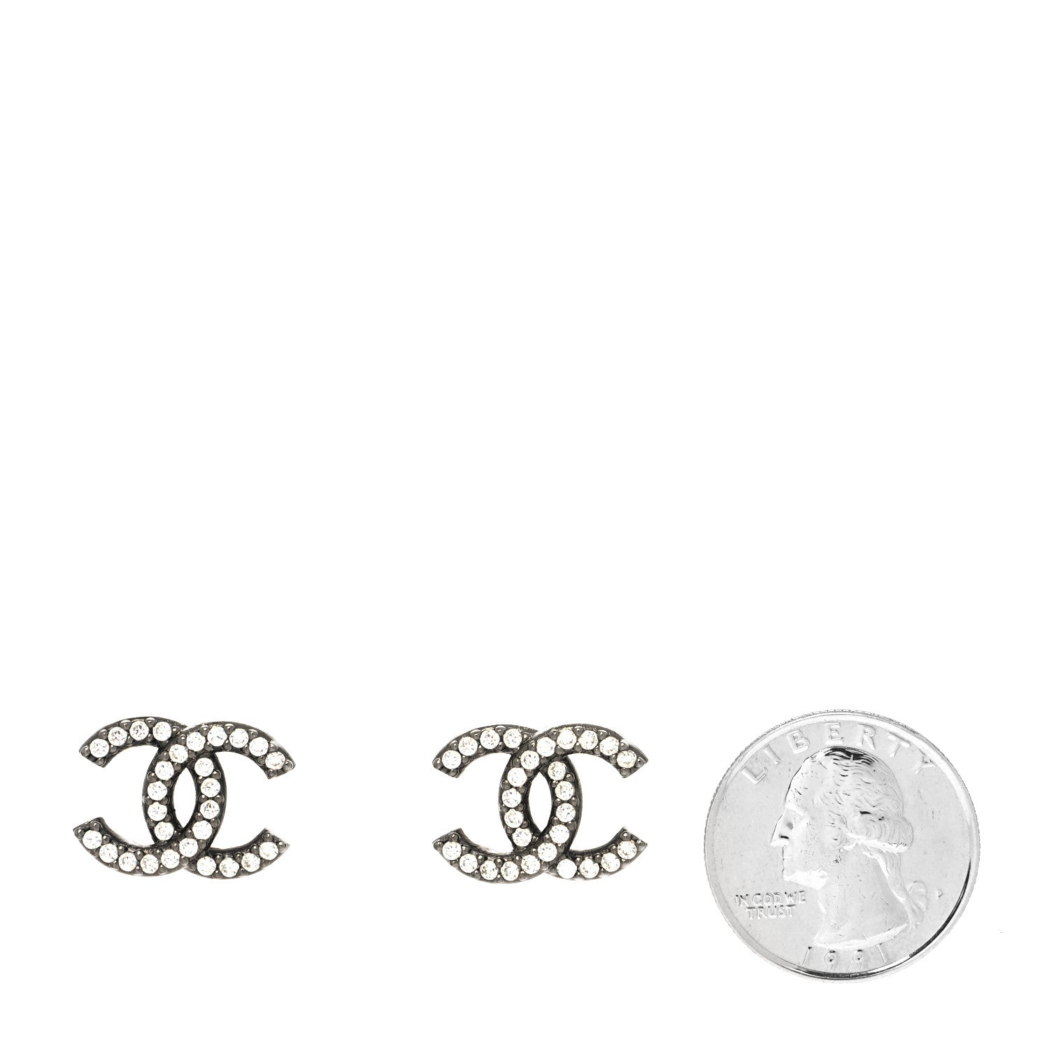 Chanel Ruthenium Crystal CC Earrings 2 of 4